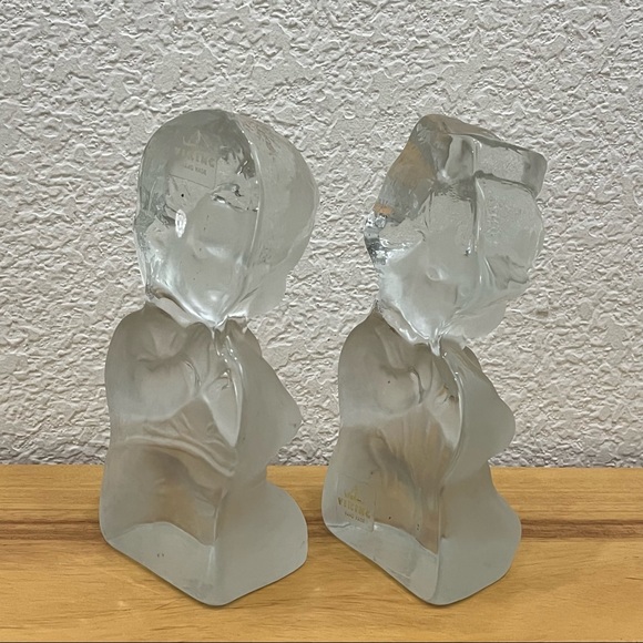 Vintage VIKING Clear Satin Glass Praying Boy and Girl Figurine - Picture 9 of 13